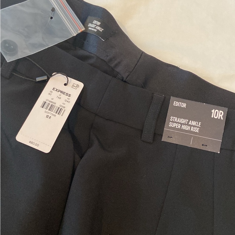 Express Editor Straight Ankle Jumpsuit Pants in Black